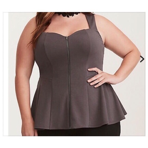 torrid Tops - Torrid Lace Back Zip Front Peplum Top 1